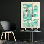 Affiche Hip Abstrait demi-cercles Wavy Mosaic Art Motif<br><div class="desc">Beau beige taupe contemporain, crème d'ivoire blanc cassé, bleu turquoise, menthe et bleu clair aqua turquoise couleur vert turquoise demi cercles géométriques et motif en mosaïque carré. Design minimaliste élégant, élégant et éclectique pour le hip-hop artistique, style rétro vintage ou abstrait amateur de motifs géométriques numériques. Associez ce design à...</div>