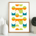 Affiche Hip Abstrait demi-cercles Wavy Mosaic Art Motif<br><div class="desc">Belle orange contemporaine, crème d'ivoire, blanc, vert citron et bleu turquoise demi-cercles géométriques ondulés et motif carré. Design minimaliste élégant, élégant et éclectique pour le hip-hop artistique, style rétro vintage ou abstrait amateur de motifs géométriques numériques. Associez ce design à vos couleurs de décoration intérieure et décorez votre mur avec...</div>