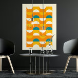 Affiche Hip Abstrait demi-cercles Wavy Mosaic Art Motif<br><div class="desc">Belle orange contemporaine, crème d'ivoire blanc cassé, jaune ensoleillé et bleu turquoise demi-cercles géométriques ondulés et motif carré. Design minimaliste élégant, élégant et éclectique pour le hip-hop artistique, style rétro vintage ou abstrait amateur de motifs géométriques numériques. Associez ce design à vos couleurs de décoration intérieure et décorez votre mur...</div>