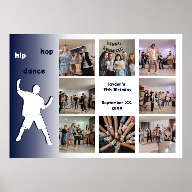 Affiche Hip-Hop Dance Party 13e anniversaire Photo Collage (Devant)