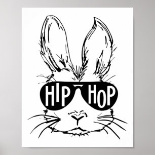 Affiche Hip hop Joyeux Visage De Lapin De Pâques Avec Sung
