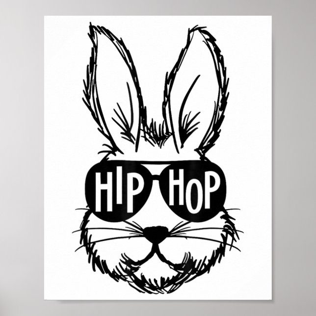Affiche Hip hop Joyeux Visage De Lapin De Pâques Avec Sung (Devant)