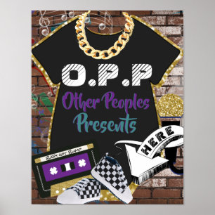 Affiche Hip hop O.P.P. Purple Turquoise table cadeau