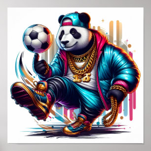 Affiche Hip Hop Panda Football de Summer Sports