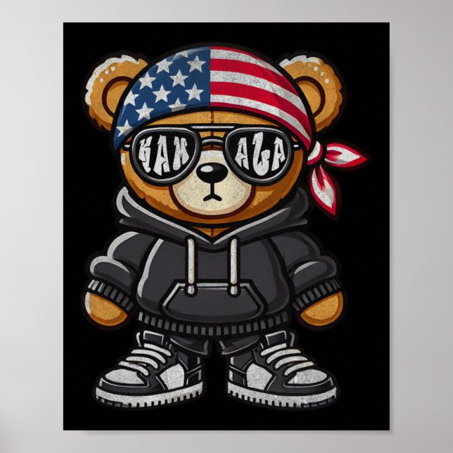 Affiche Hip hop Teddy Bear Kamala Harris Pour Président 20 (Devant)