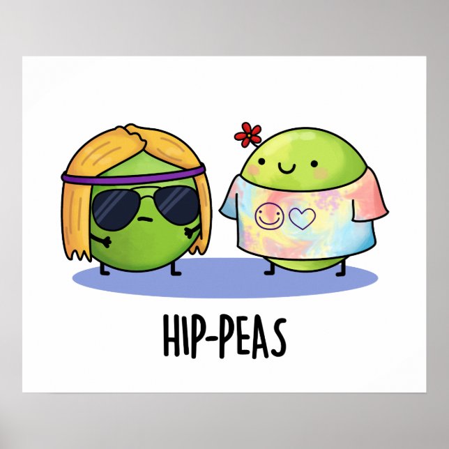 Affiche Hip-Peas drôle Hippie Peas Pun (Devant)