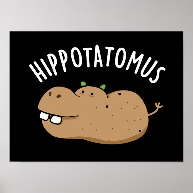 Affiche Hip Potato-mus Funny Hippo Pun Dark BG (Devant)
