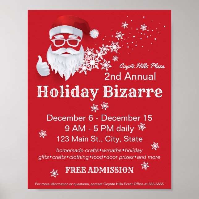 Affiche Hip Santa Claus Papercut sur Red Christmas Event (Devant)