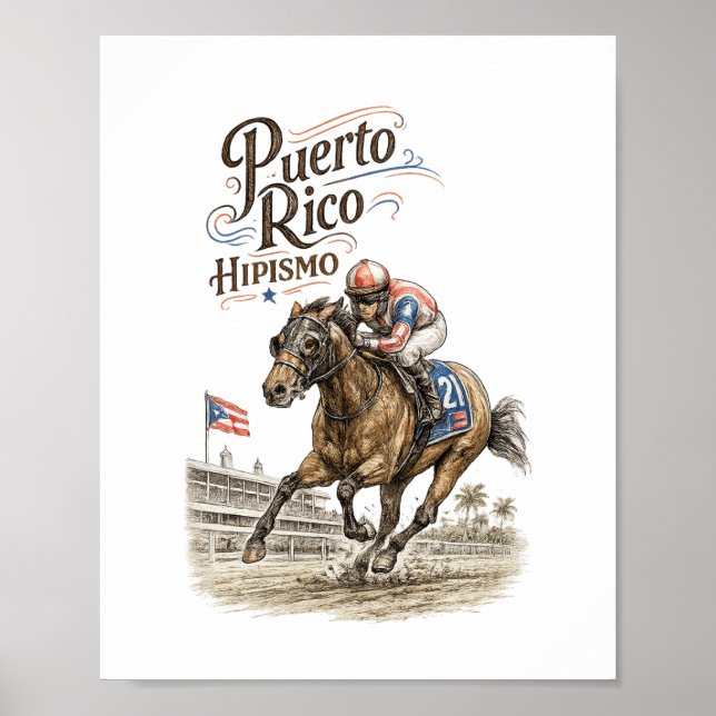 Affiche Hipisme à Porto Rico Course de Chevaux (Devant)