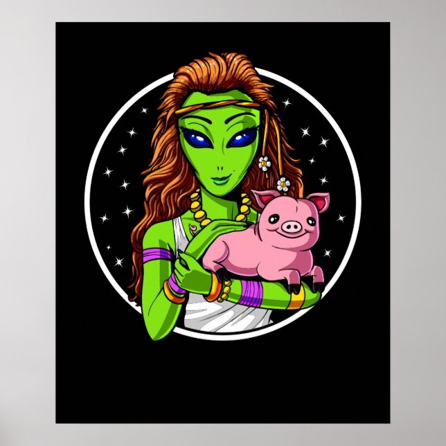 Affiche Hippie Alien Vegan Girl (Devant)