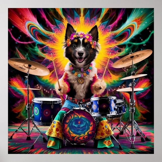 Affiche Hippie belge Laekenois Baterist Rock Roll Band (Devant)