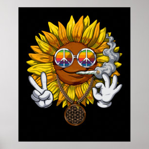 Affiche Hippie de tournesol