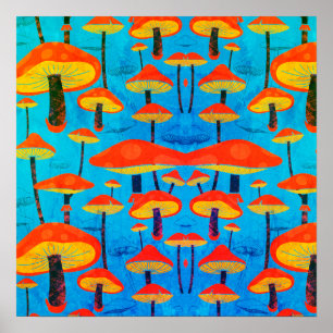 Affiche Hippie Dreamy Retro Vibe Enchanter Champignons