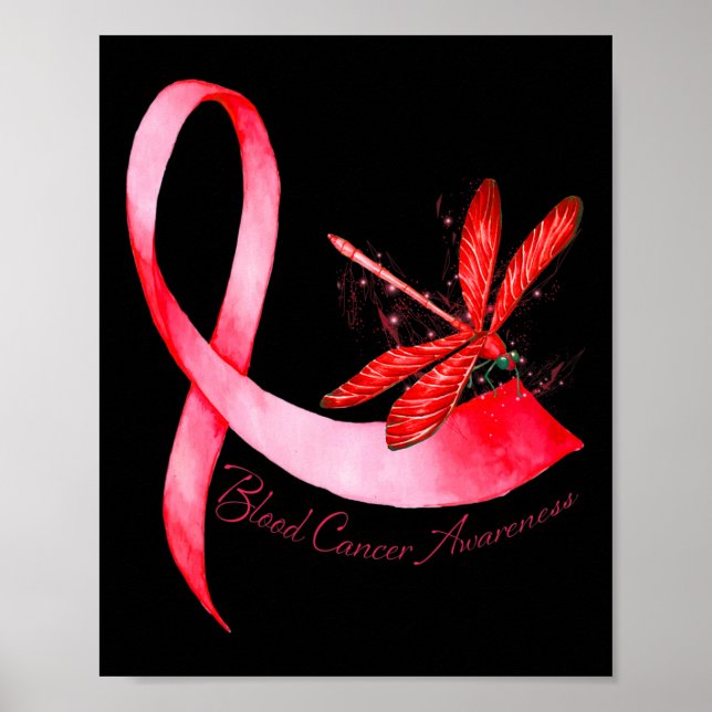 Affiche Hippie Libellule Ruban Rouge Sensibilisation au Ca (Devant)