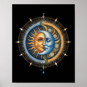 Affiche Hippie mystique du Boho céleste du Soleil et de la