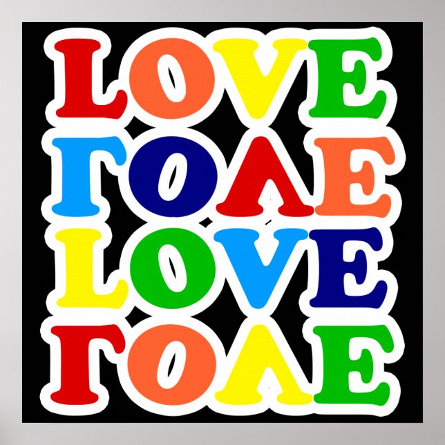 Affiche Hippie Rainbow Love Valentines Day (Devant)