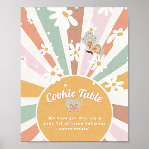 Affiche Hippie Retro les années 70 Sunrise Baby shower Tab