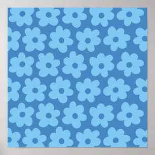 Affiche Hippie rétro Preppie Blue Flower Y2K Motif