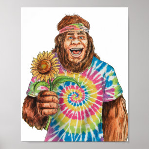 Affiche Hippie Sasquatch Avec Tournesol