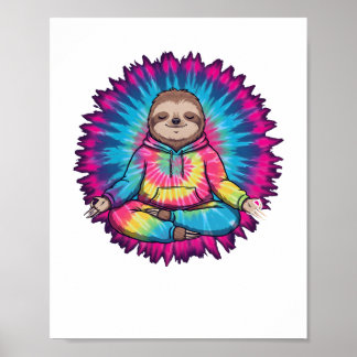 Affiche Hippie Sloth Peace Sign Tie-Dy
