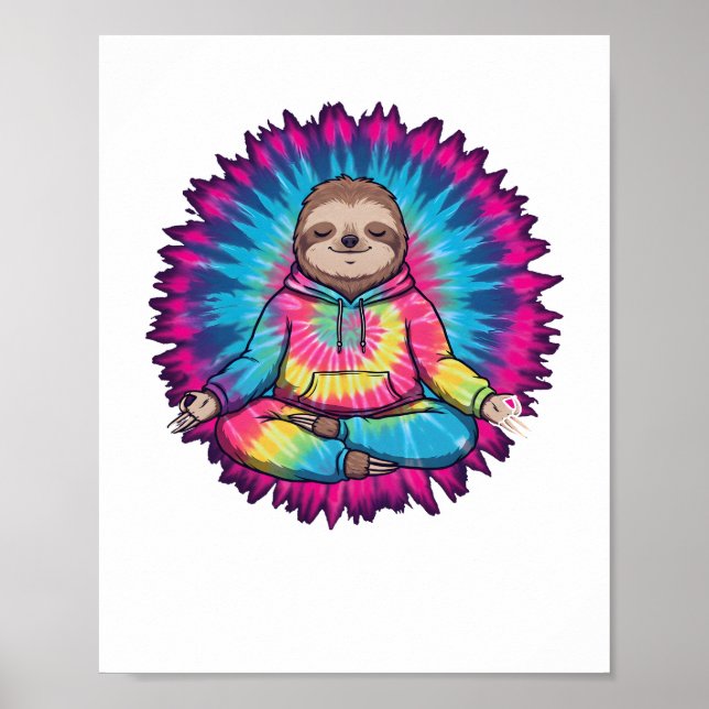 Affiche Hippie Sloth Peace Sign Tie-Dy (Devant)