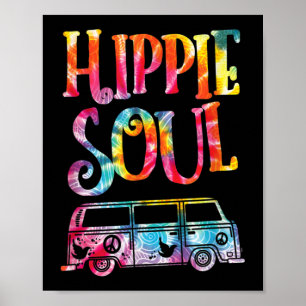 Affiche Hippie Tie Dye Van Hippie Soul