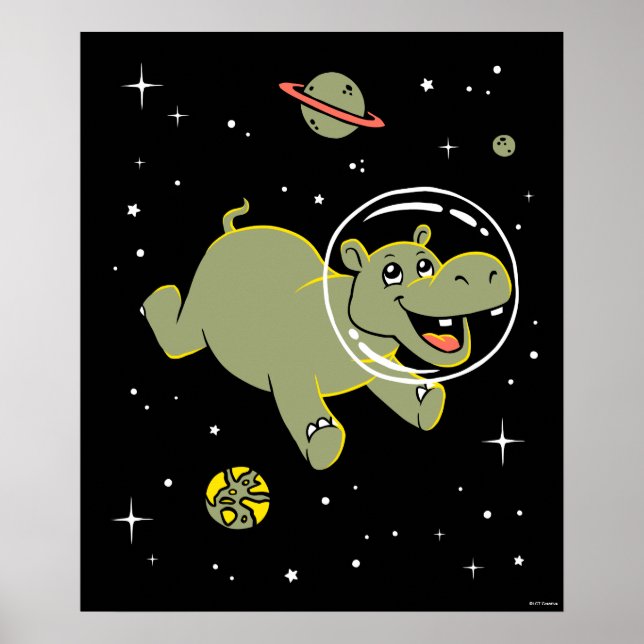 Affiche Hippo Animaux Dans L'Espace (Devant)