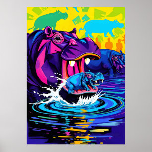 Affiche Hippo Art Abstrait