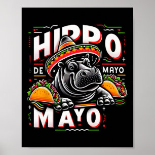 Affiche Hippo Cinco De Mayo Drôle Mexique Hippopotamus Fun