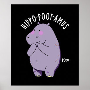 Affiche Hippo-poot-amus Drôle Farting Hippo Pun Dark BG