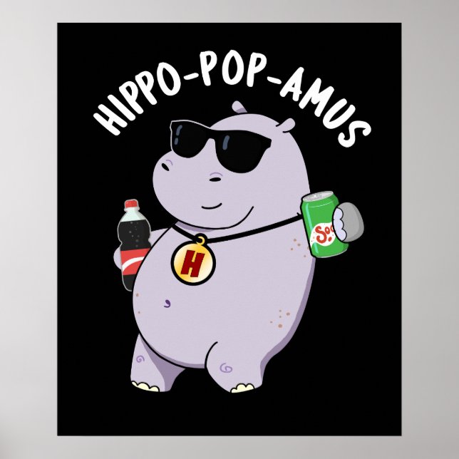 Affiche Hippo-pop-amus Funny Hippo Soda Pun Pop Dark BG (Devant)