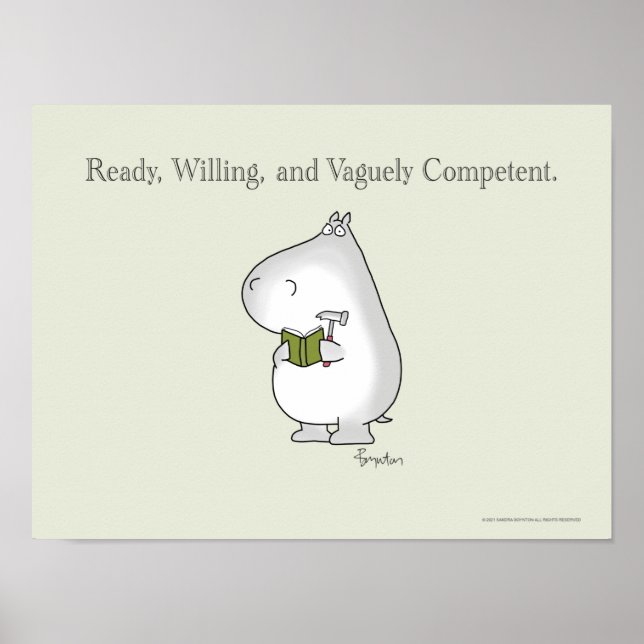 Affiche Hippo Vaguely Competent par Sandra Boynton (Devant)