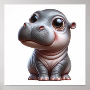Affiche Hippo Whimsy adorable personnage de dessin hippo