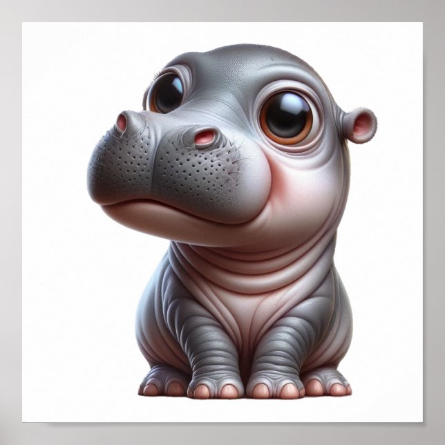 Affiche Hippo Whimsy adorable personnage de dessin hippo (Devant)