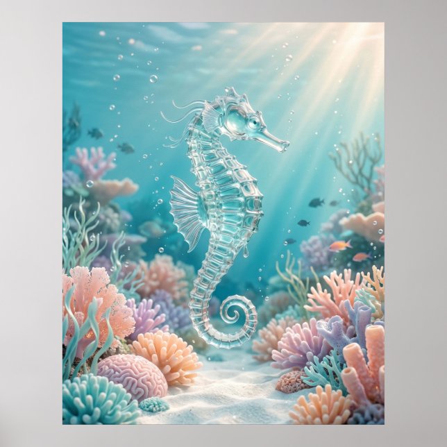 Affiche Hippocampe de verre Lueur de l'océan (Devant)