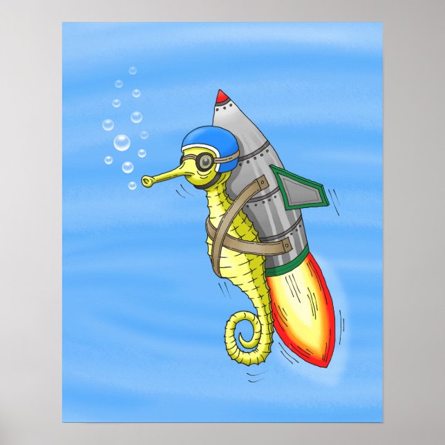 Affiche Hippocampe Fusée Jaune Incroyable (Devant)