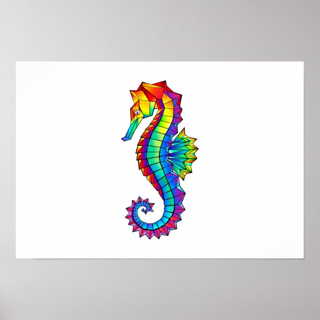 Affiche Hippocampe polygonal arc-en-ciel (Devant)