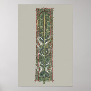 Affiche Hippocampes et algues, Art Nouveau vintage