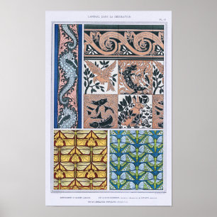 Affiche Hippocampes, Lézards, Libellules, Papillons