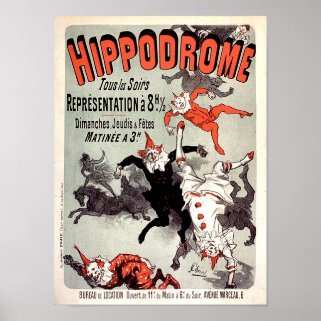 Affiche Hippodrome 1885 Cirque Plaisir Publicité Vintage (Devant)