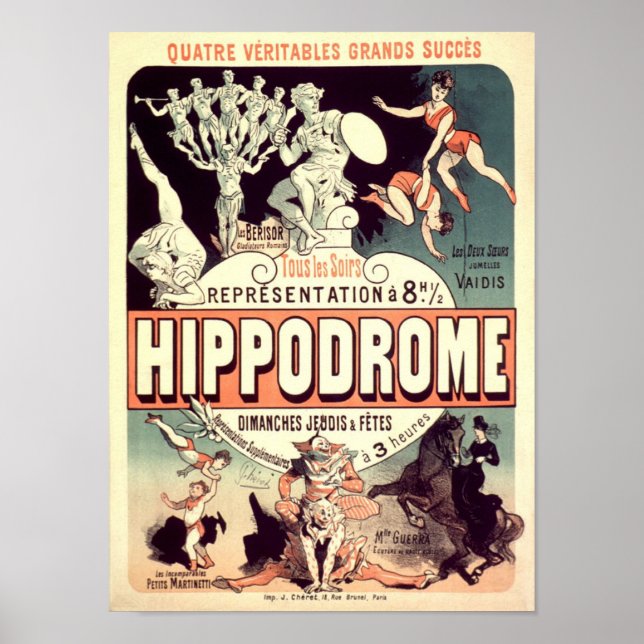 Affiche Hippodrome Publicité Vintage en français (Devant)