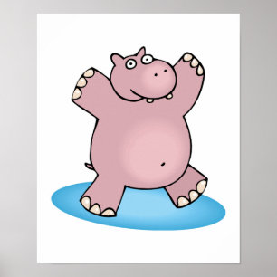 Affiche hippopotame rose idiot