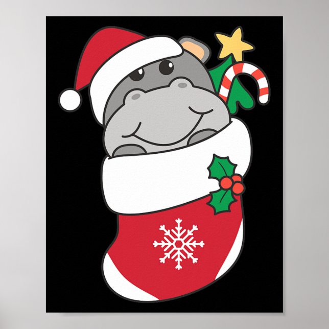 Affiche Hippopotames Dans Les Bas De Noël Pour Noël (Devant)