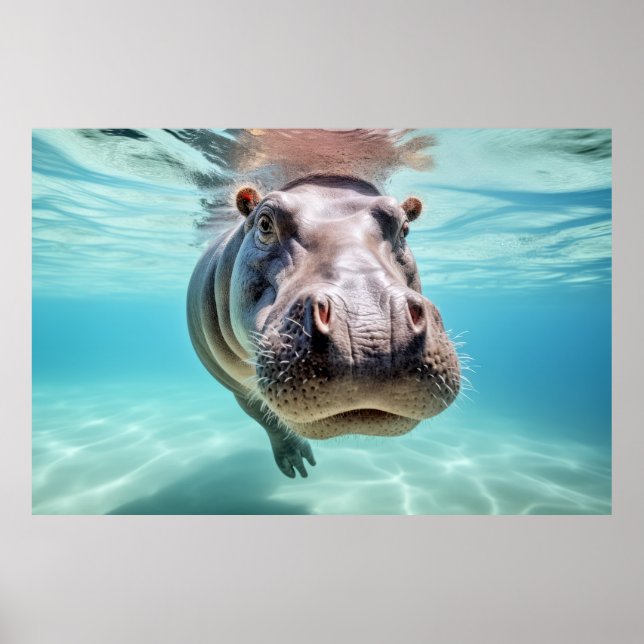 Affiche Hippopotamus Animal Fun Nature Jouer (Devant)