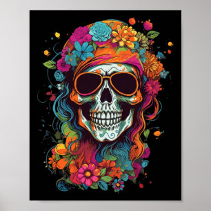 Affiche Hippy Skull Super Halloween Graphic Femmes Ados G