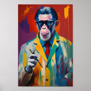 Affiche Hipster Ape Fumer Cigar Home Décor Mur Art