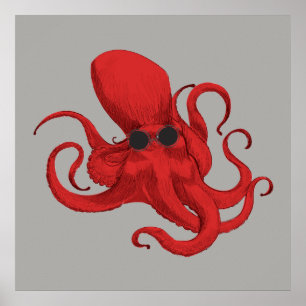 Affiche Hipster Octopus