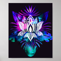 Hipster Retro Tech Turquoise Lotus Lotus Fleur Feu
