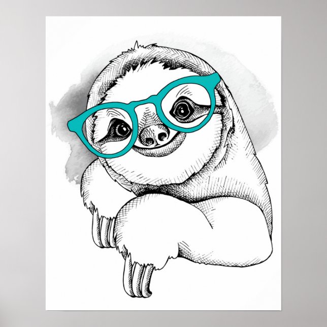 Affiche Hipster Sloth (Devant)