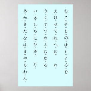 Affiche Hiragana Avec Romaji Apprendre Les Caractères Japo